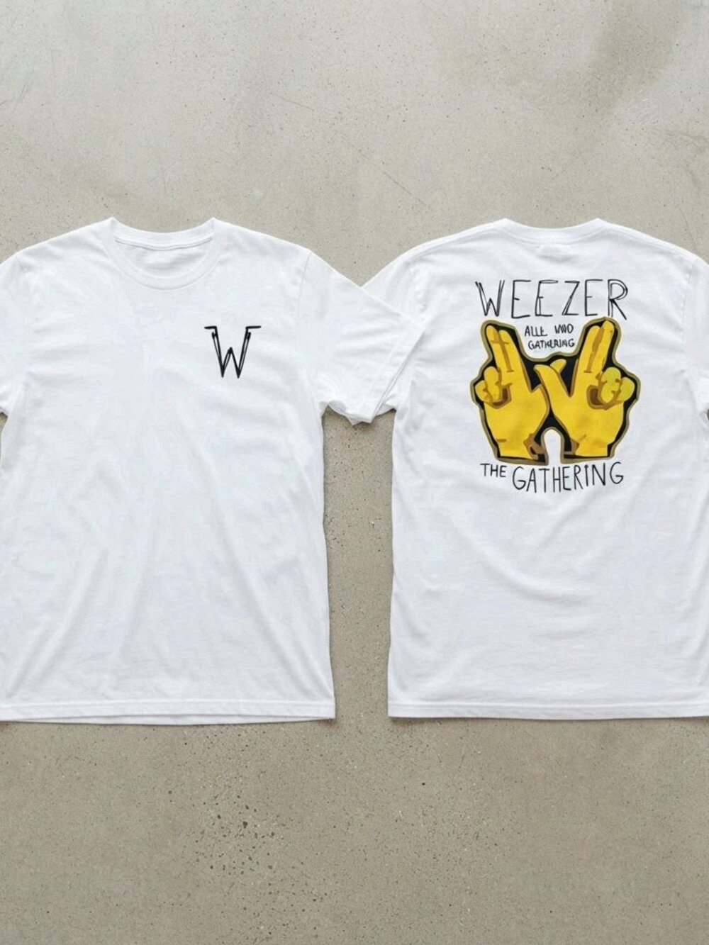 Weezer The Gathering Tour Hand Logo White T-Shirt S-4XL